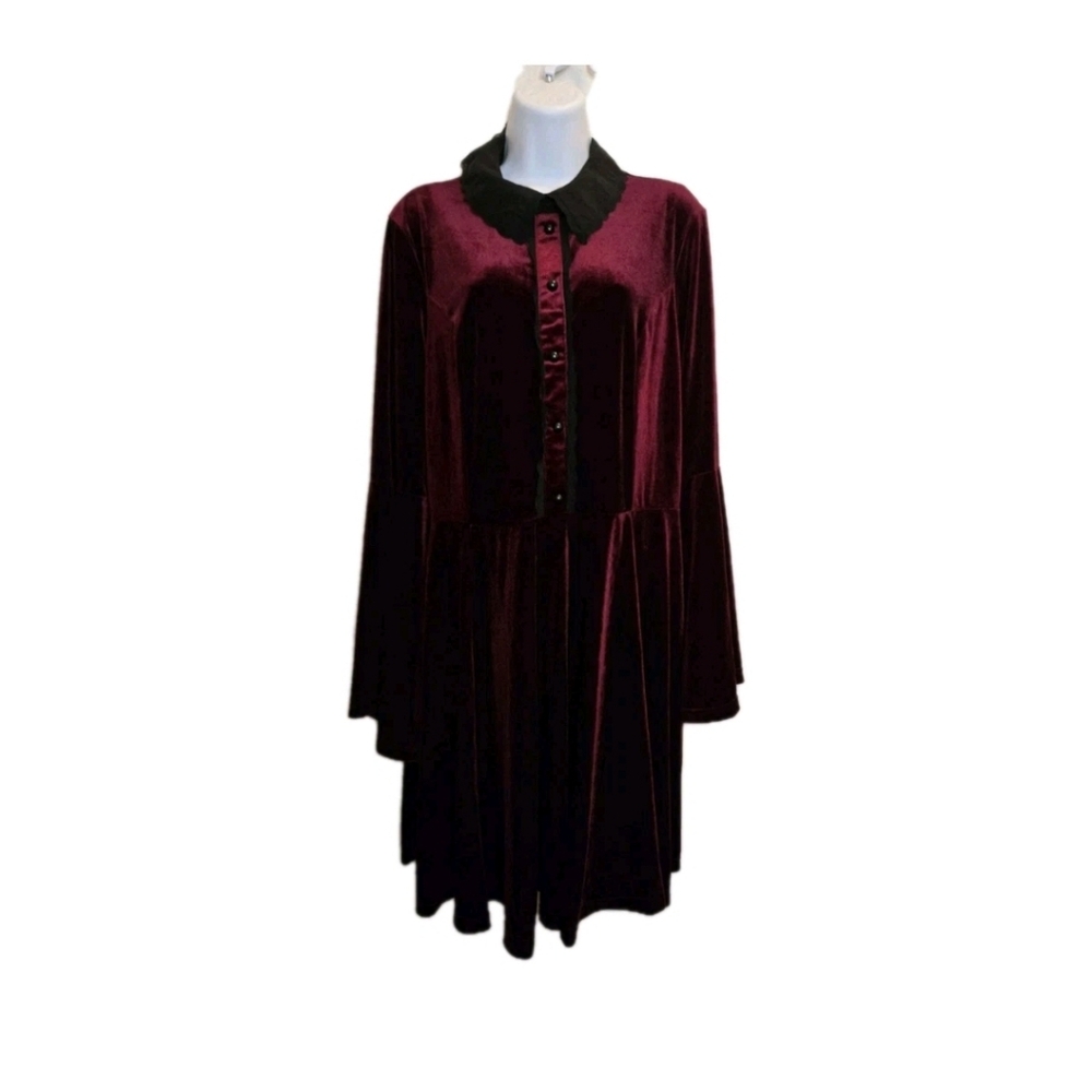 Hell Bunny Velvet Whimsigoth Goth Witchy Prudence Dress Burgundy Size XxL - Picture 3 of 10